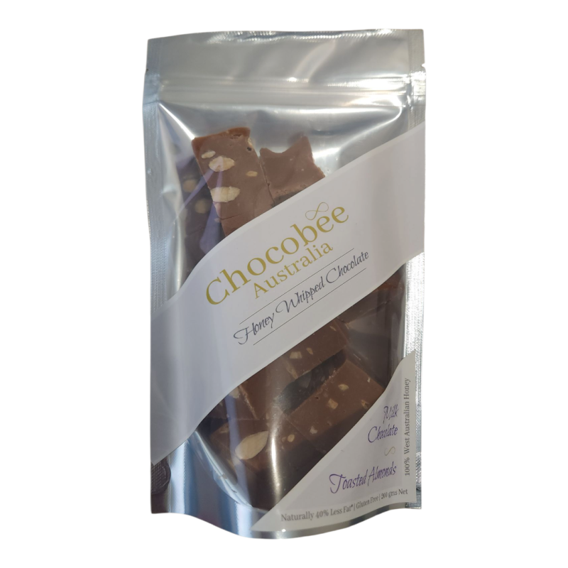 CHOCOBEE Whipped Choc - Milk Choc Toasted Almond - 180g Bag