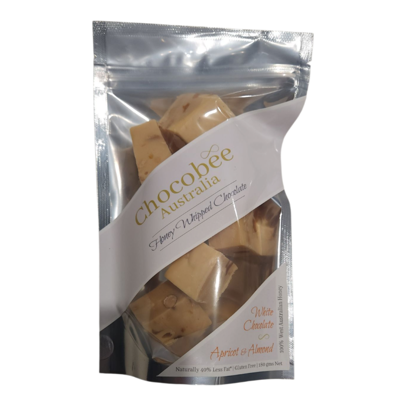 CHOCOBEE Whipped Choc- White Choc Apricot & Almond - 180g Bag